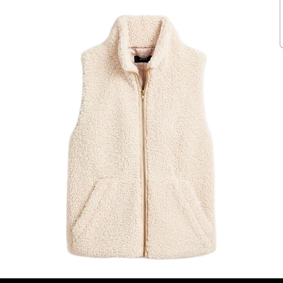 J. Crew Women's Cream Teddy Sherpa Full Zip Vest S - Picture 1 of 13